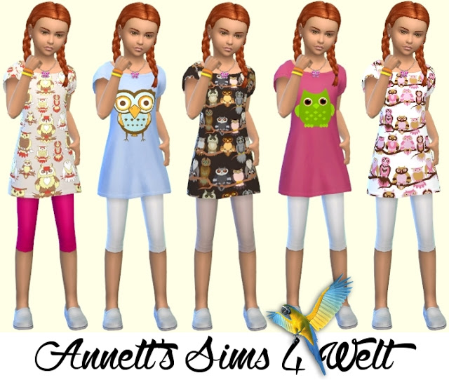 Sims 4 Owls dresses for girls at Annett’s Sims 4 Welt
