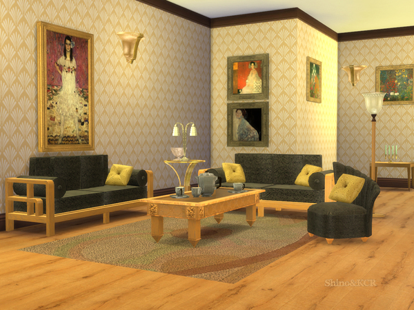 Sims 4 Art Deco Livingroom by ShinoKCR at TSR