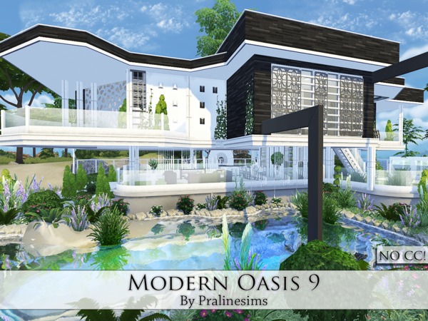 Sims 4 Modern Oasis 9 house by Pralinesims at TSR