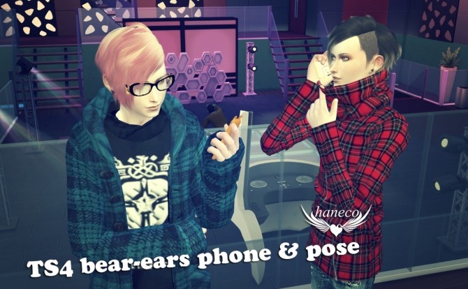 Sims 4 Bear ears phone and poses at HANECO’S BOX