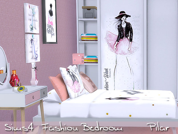 Sims 4 Fashion Bedroom by Pilar at TSR
