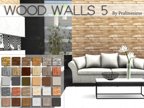 Sims 4 Wood Walls 5 by Pralinesims at TSR