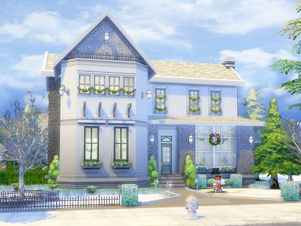 Sims 4 White Christmas house by Lhonna at TSR