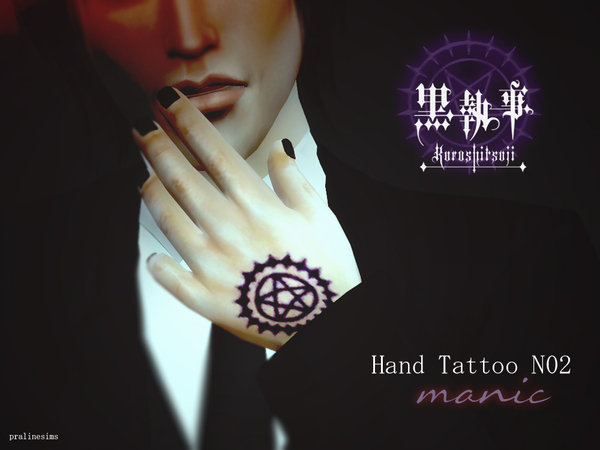 Sims 4 Hand Tattoo MANIC Black Butler by Pralinesims at TSR
