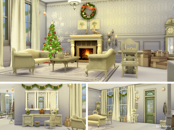 Sims 4 White Christmas house by Lhonna at TSR
