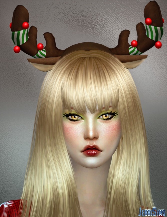 Sims 4 Xmas Reindeer horns Diadem at Jenni Sims