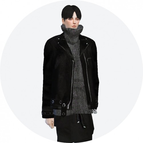 Leather jacket with turtleneck sweater at Marigold » Sims 4 Updates