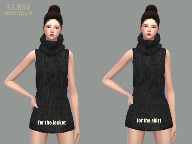 Sims 4 Tight turtleneck long sweater sleeveless at Marigold