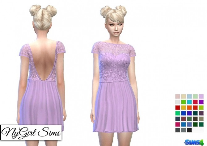 Sims 4 Embroidered Lace Top Dress at NyGirl Sims