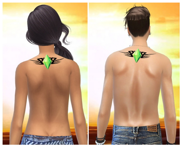 Sims 4 Plumbob tattoo at Chaleara´s Sims 4 Poses