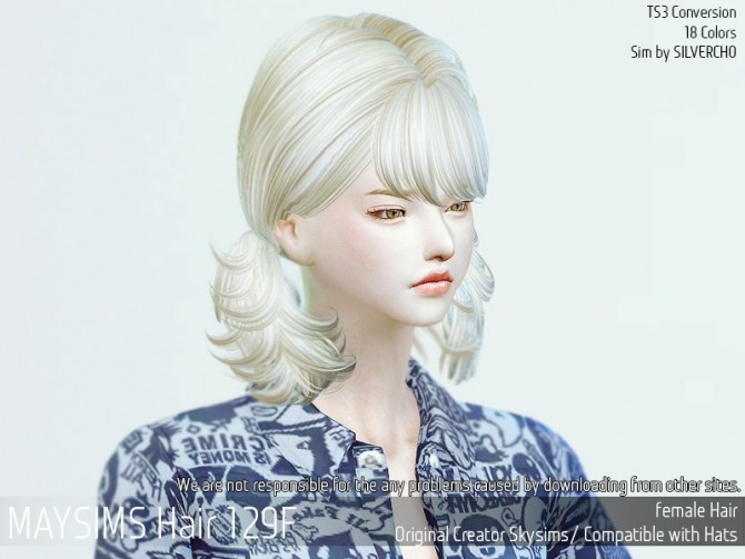 Sims 4 Hair 129 F (Skysims) at May Sims