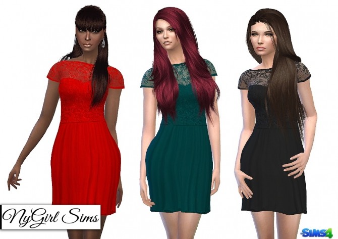 Sims 4 Embroidered Lace Top Dress at NyGirl Sims