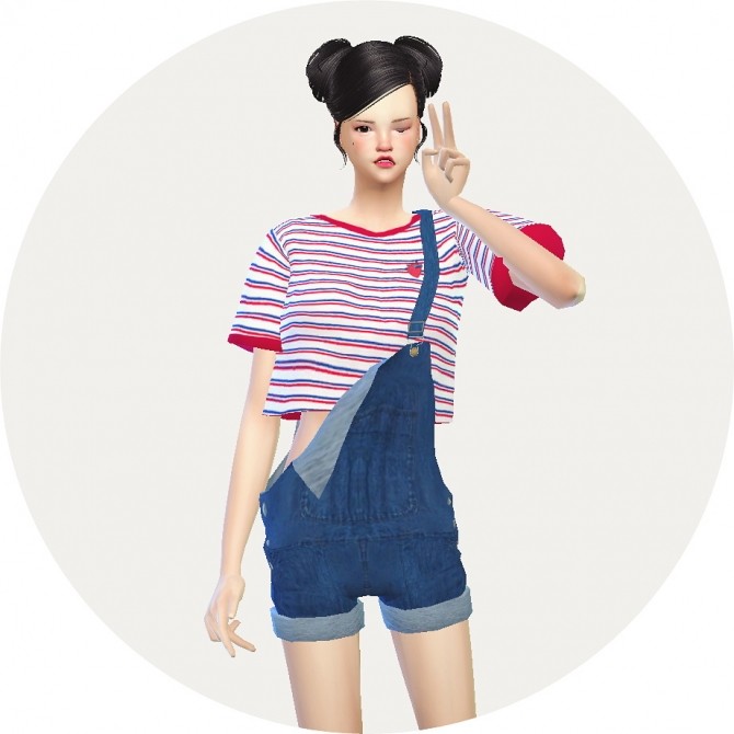 Sims 4 Dungarees hot pants version at Marigold