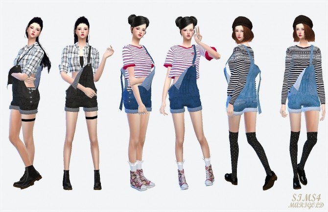 Sims 4 Dungarees hot pants version at Marigold