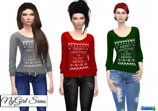 Sims 4 Filthy Animal Christmas Sweater at NyGirl Sims