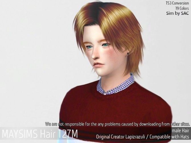 Sims 4 Hair 127M TS3 conversion (Lapizlazuli) at May Sims