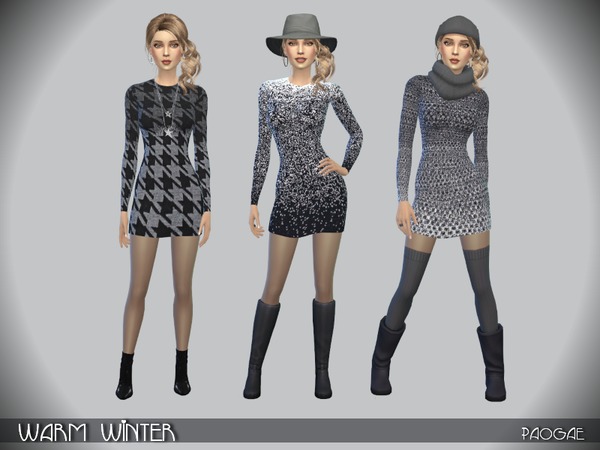 Sims 4 WarmWinter dress by Paogae at TSR
