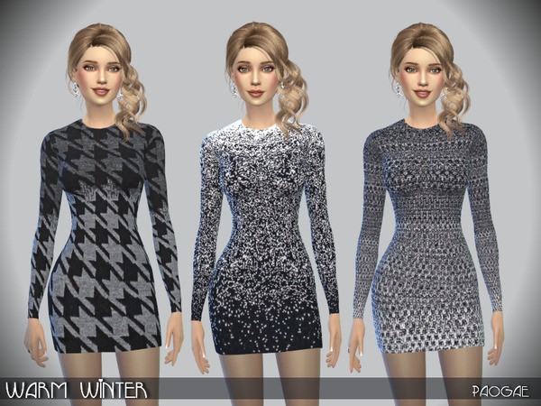 Sims 4 WarmWinter dress by Paogae at TSR