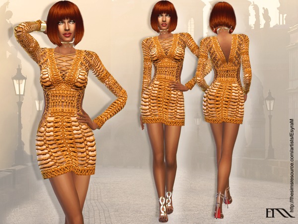 Sims 4 EM Mini Long Sleeve Dress by EsyraM at TSR