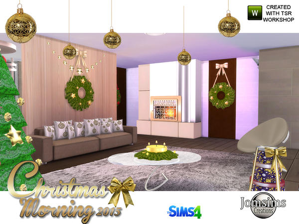 Sims 4 Christmas morning 2015 livingroom by jomsims at TSR
