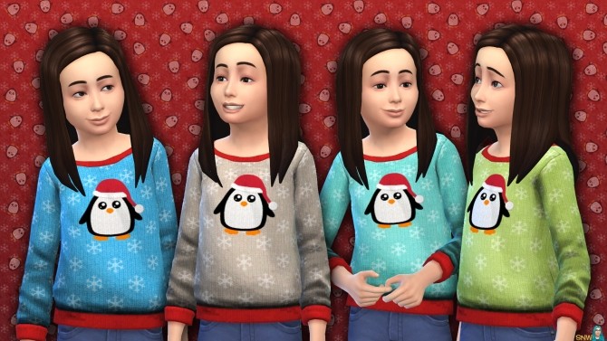 Sims 4 Penguin (Christmas) sweater for kids at Sims Network – SNW