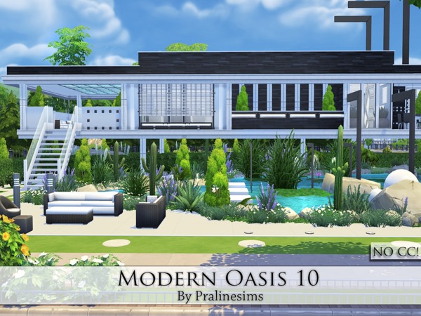 Sims 4 Modern Oasis 10 house by Pralinesims at TSR