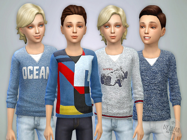 Sims 4 Sweater for Boys P01 by lillka at TSR