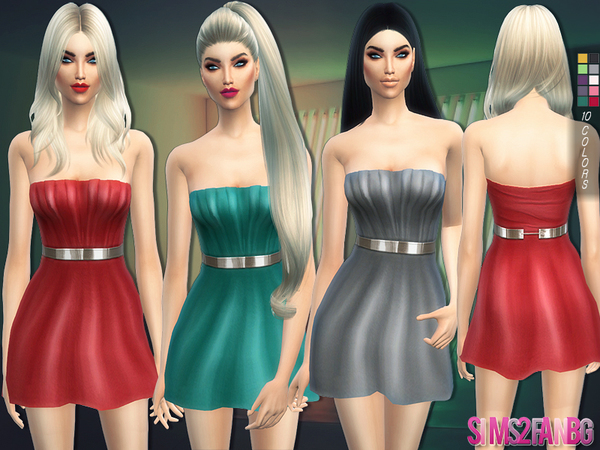 Sims 4 129 Cocktail dress with belt by sims2fanbg at TSR