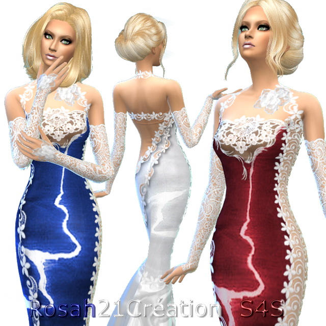 Sims 4 Illusion dress by Rosah21 at Sims Dentelle