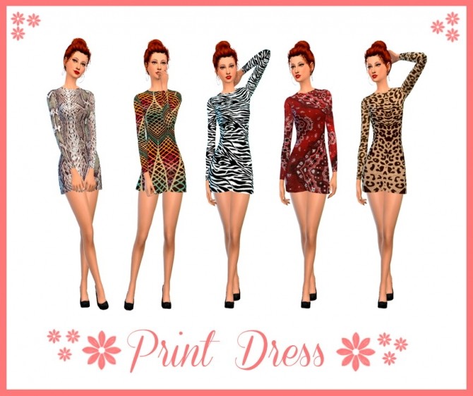 Sims 4 Print Dress at Nathalia Sims