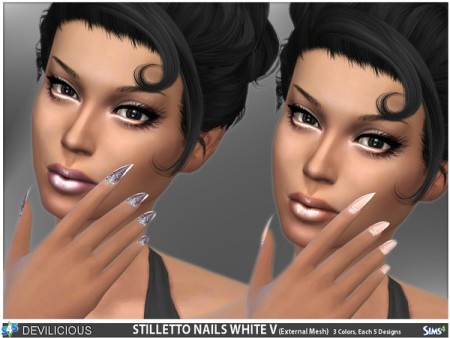 Stiletto Nails White V by Devilicious at TSR