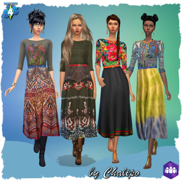 Sims 4 Folklore dresses by Chalipo at All 4 Sims
