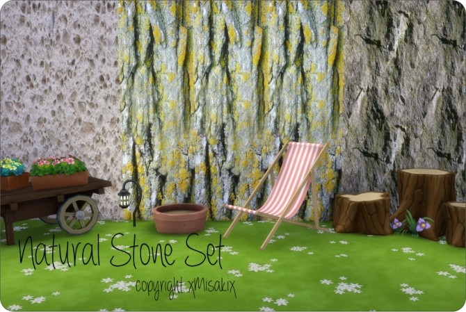 Sims 4 Natural Stone Wall Set at xMisakix Sims