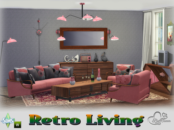 Sims 4 Retro Livingroom by BuffSumm at TSR
