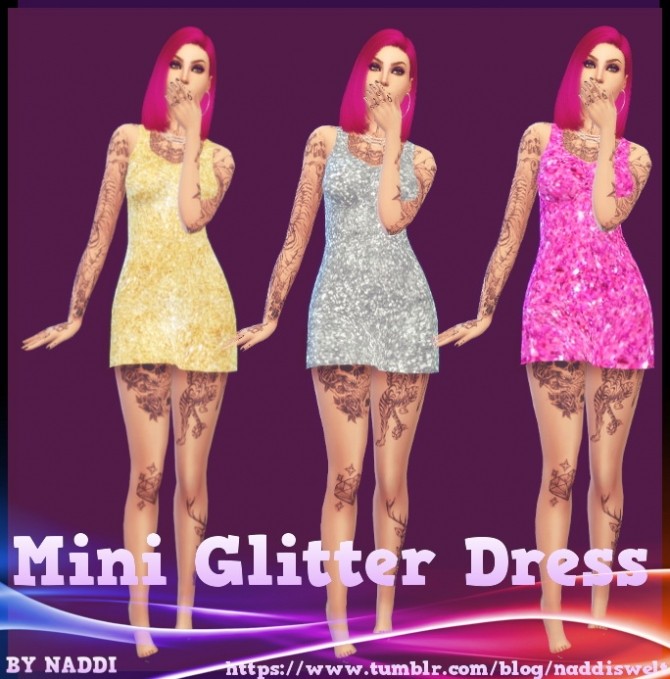 Sims 4 MINI GLITTER DRESS at Naddi