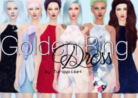 Golden Rings Dress by Turquoise at Sims Fans