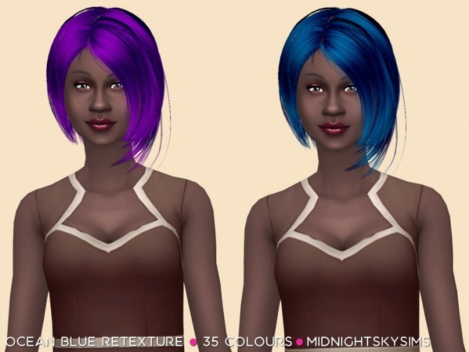 Sims 4 Ocean Blue hair retexture by midnightskysims at SimsWorkshop