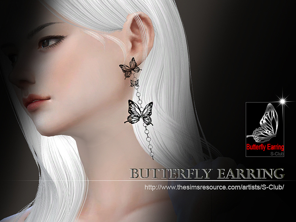 Sims 4 Butterfly Earring by S Club WM at TSR