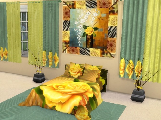 Sims 4 Yellow rose bedroom set at Trudie55