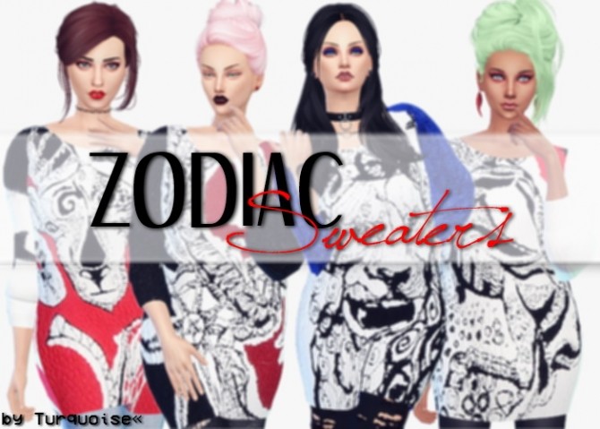 Sims 4 Zodiac Sweaters by Turquoise at Sims Fans