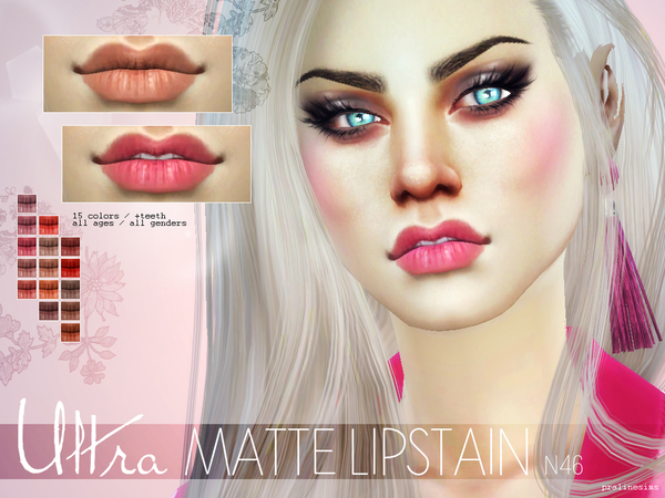 Sims 4 Ultra Matte Lipstain N46 by Pralinesims at TSR