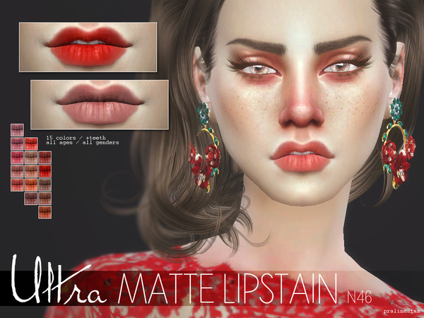 Sims 4 Ultra Matte Lipstain N46 by Pralinesims at TSR