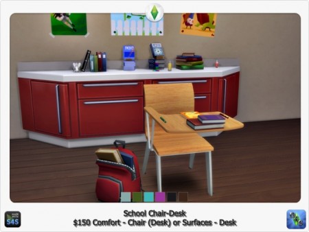 School chair desk by D4S at Sims 4 Studio