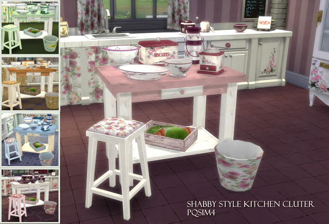 Sims 4 Shabby Style Kitchen Clutter by Mary Jiménez at pqSims4