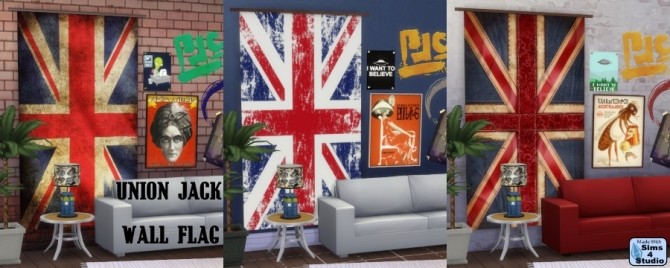 Sims 4 Union Jack wall flag at Sims 4 Studio