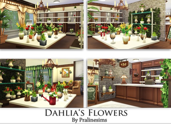 Sims 4 Dahlias Flowers Shop by Pralinesims at TSR