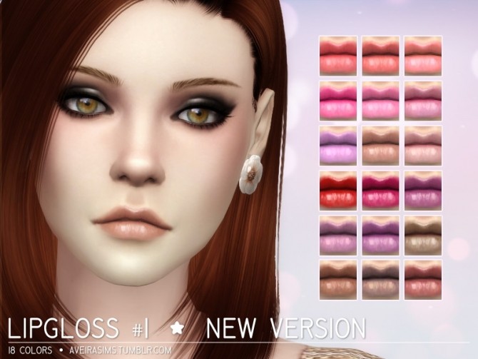 Sims 4 Lipgloss  #1 New Version at Aveira Sims 4