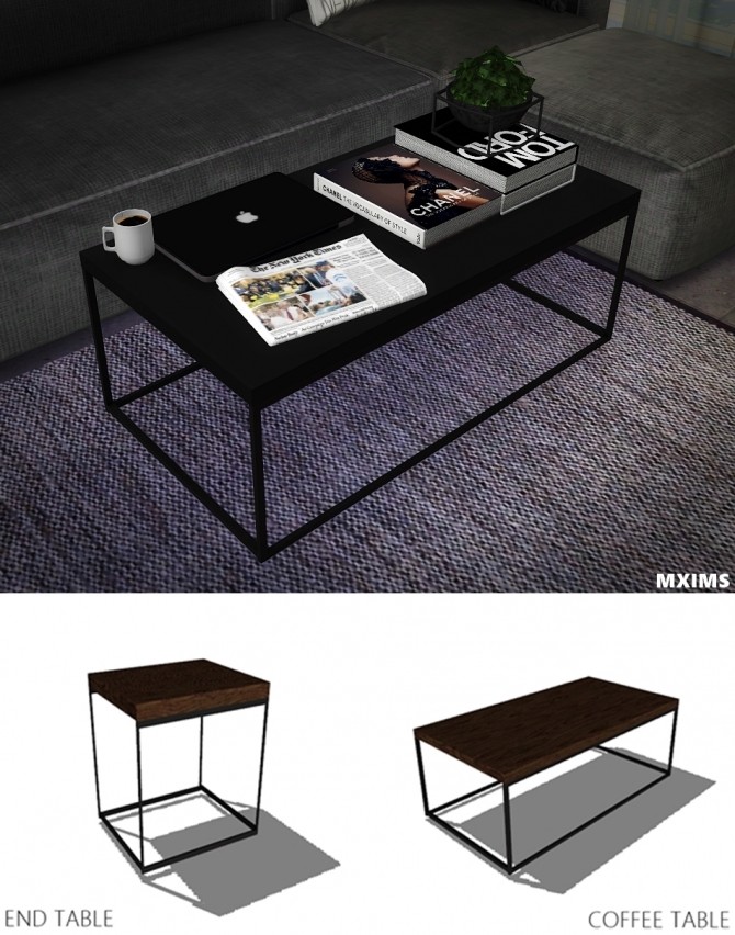 Sims 4 Industrial Coffee Table & End Table at Maximss