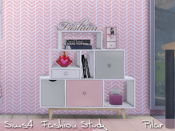 Sims 4 Fashion Study bedroom by Pilar at TSR