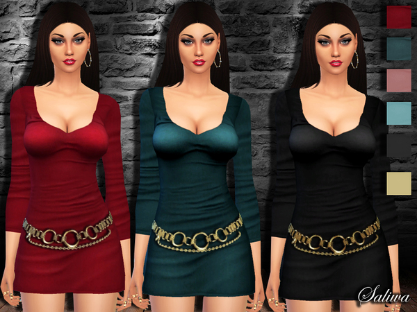Ashley Long Sleeve Fit Dress by Saliwa at TSR » Sims 4 Updates